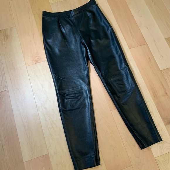Longchamp black lamb leather pants size S, made in Italy. - Picture 3 of 7